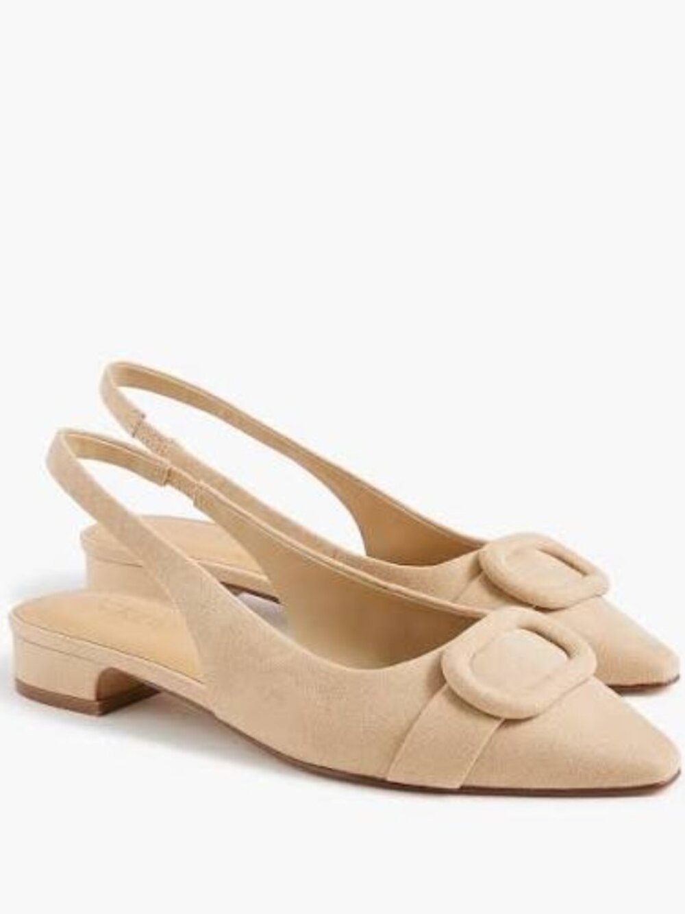 Faux-suede buckle slingback flats